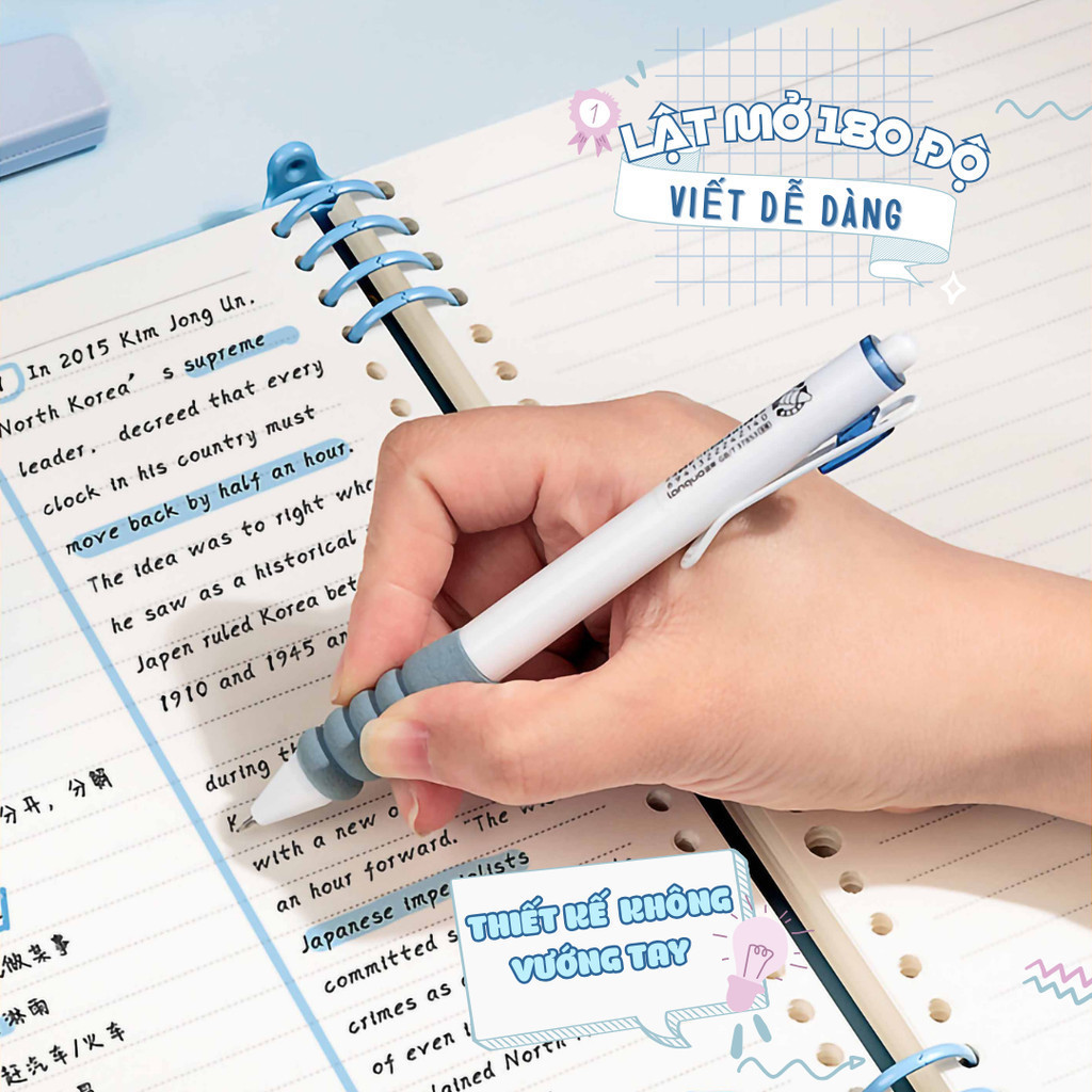 Sổ Tay Lò Xo Bìa Còng Trong Suốt A5/A6, Sổ Ghi Chép Học Tập Chống Thấm Nước