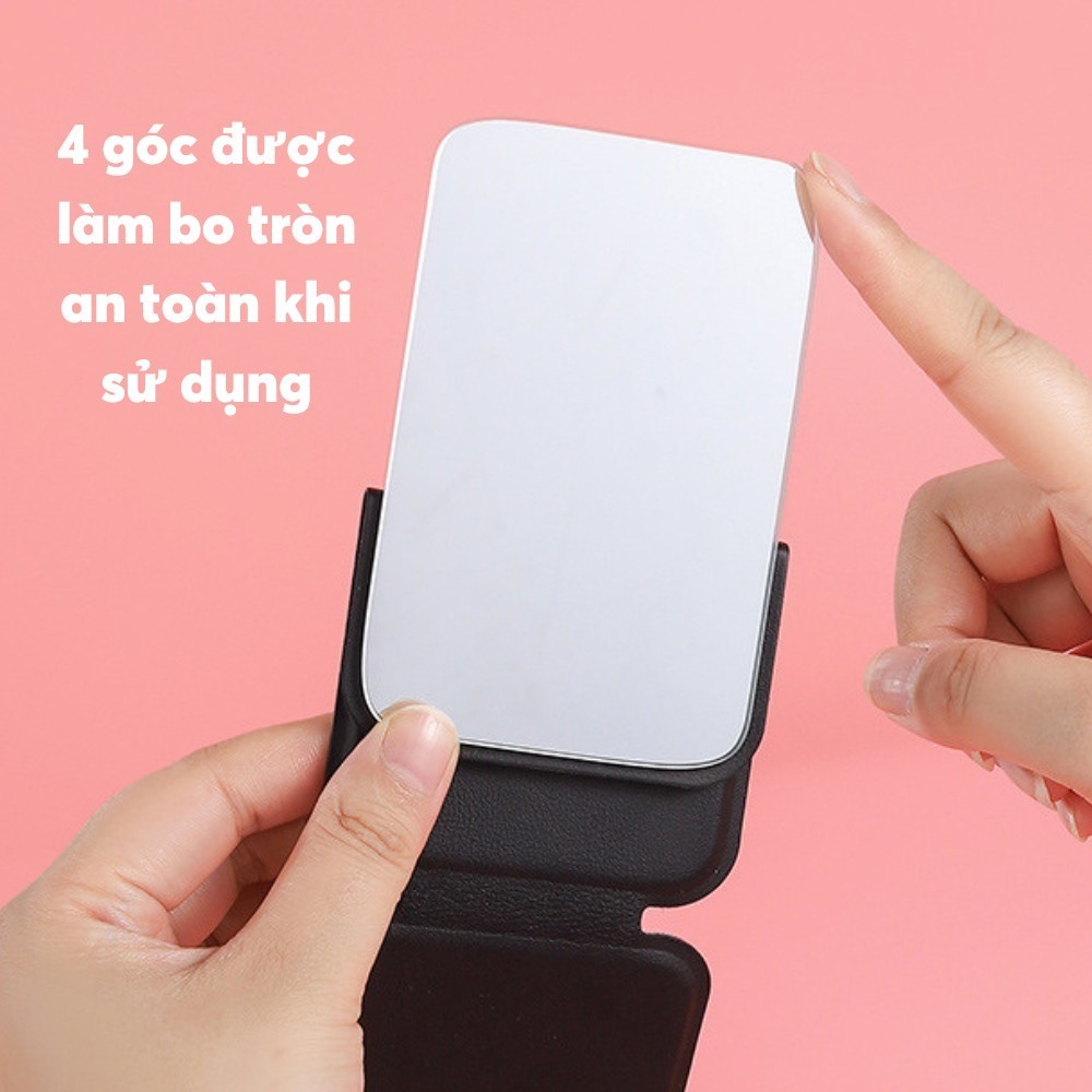 Gương Trang Điểm Gấp Gọn Cho Nữ, Gương Bọc Da Cao Cấp, Gương Bỏ Túi Mini
