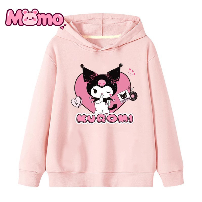 Quần Áo Trẻ Em Kuromi Áo Chui Đầu Có Mũ Trùm Đầu Mới In Hình Hoạt Hình Thường Ngày Cho Trẻ Lớn Tuổi