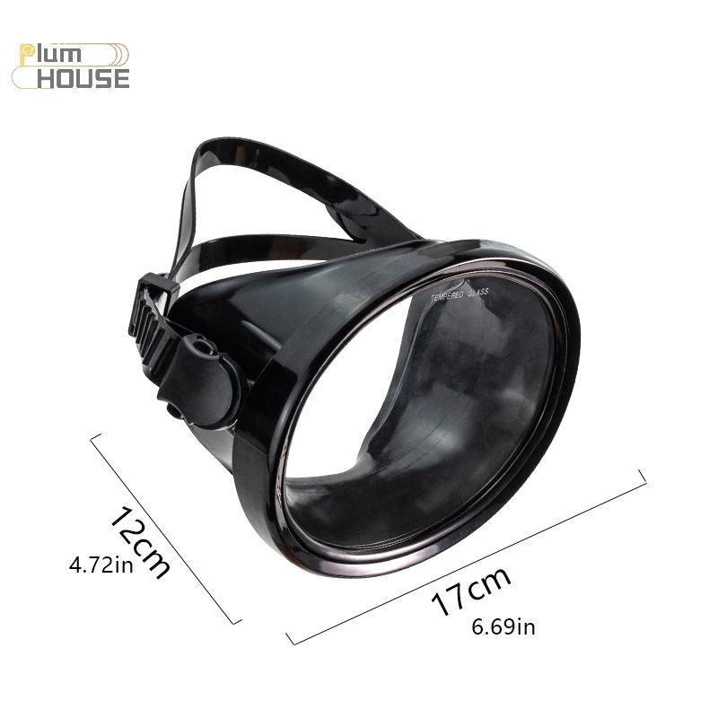 PlumHOUSE Mặt nạ lặn ống thở hình bầu dục Mặt nạ câu cá Toàn cảnh Kính nhìn rộng Kính cường lực Kính lặn ống kính dành cho người lớn VN