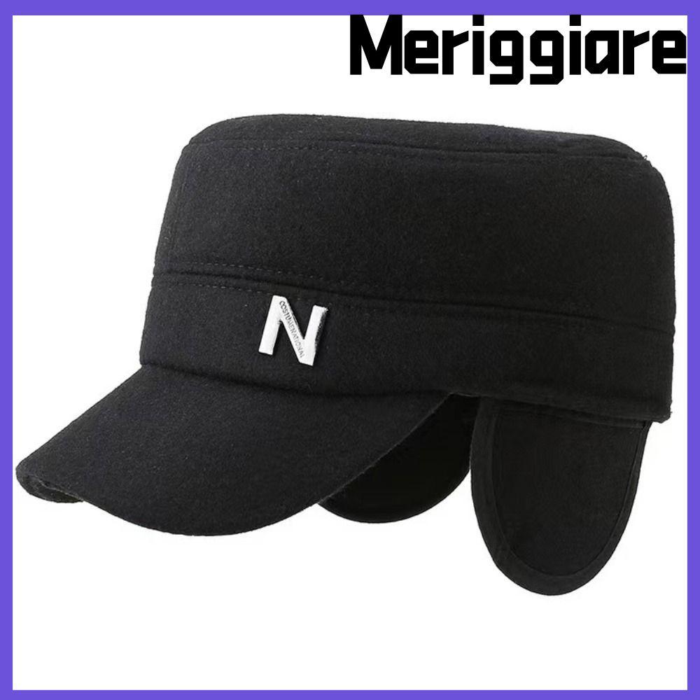Mũ nam mùa đông MERIGGIARE, Giữ ấm Mũ bông tai lông thú chống gió, Bông chống lạnh Thể thao ngoài trời Mũ bông tai Người cao tuổi