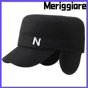 Mũ nam mùa đông MERIGGIARE, Giữ ấm Mũ bông tai lông thú chống gió, Bông chống lạnh Thể thao ngoài trời Mũ bông tai Người cao tuổi