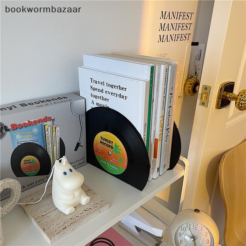 [bookwormbazaar] Vinyl CD Bookends Creative Record Bookstand Trang trí ...