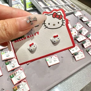 Ngọt Ngào Dễ Thương kt Meow Đỏ Nơ Bông Tai Nữ Siêu Dễ Thương Ngộ nghĩnh Niche Hoạt Hình Phù Hợp Với Bông Tai Cho Bạn Gái