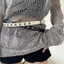 Thắt lưng nữ phong cách punk cổ điển, da PU với đinh tán hợp kim kẽm, màu trắng đen, phù hợp mặc hàng ngày và buổi hòa nhạc
