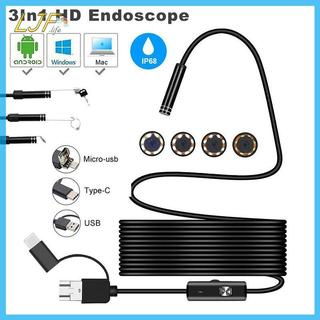 LJF 3 trong 1 USB Type-C Kiểm tra nội soi Borescope 5.5 / 7 / 8mm Ống kính HD Camera IP68 VN