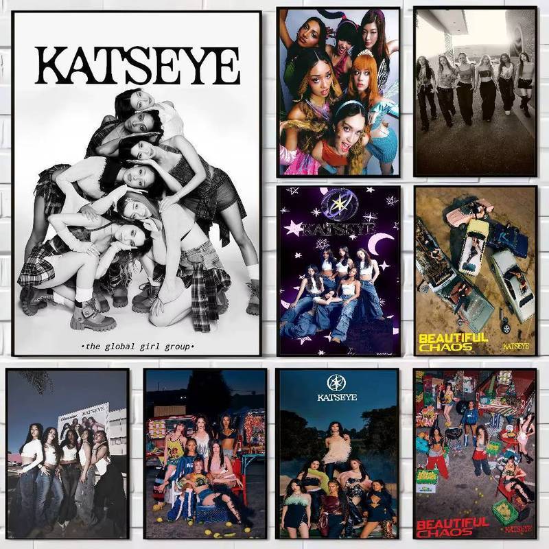K Katseye Kpop Ban Nhạc Poster Chất Lượng Cao Thẩm Mỹ Treo Tường Nghệ Thuật Không Khung Vải Chống Thấm Nước Nhà Phòng Khách Ký Túc Xá Trang Trí