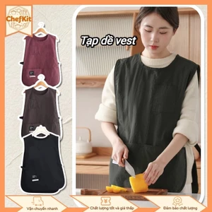 Tạp dề vest chống nước chống dầu, chất liệu Nylon Nhật Bản cao cấp, thiết kế đa túi tiện dụng, unisex phù hợp cho nấu ăn