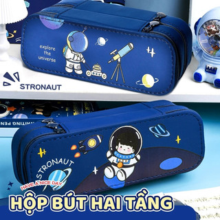Túi Đựng Bút 2 Tầng Hình Phi Hành Gia – Hộp Bút Học Sinh Cute, Đựng Được Nhiều Bút & Đồ Dùng Học Tập