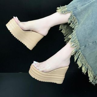 DÉP XUỒNG CAO 12cm QUAI MIKA TRONG DẺO ĐI RẤT ÊM CŨNG NHƯ THỜI TRANG11NN
