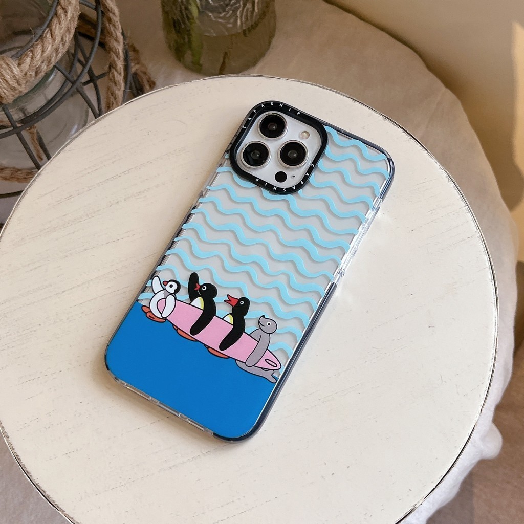 CAPASHIP Pingu Designer Vỏ mềm hoạt hình gia đình chim cánh cụt dễ thương Vỏ tương thích cho iPhone 17 Pro Max Air Plus 16 / 15 / 14 / 13 / 12 / 11 / XR / X / XS / SE / 8 / 7 / 6