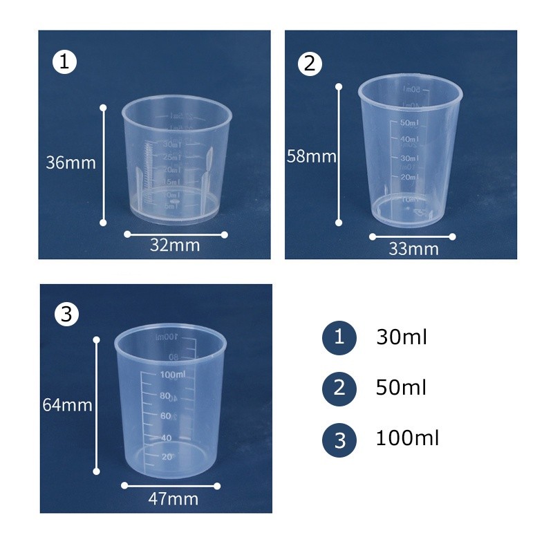 Cốc đong nhựa 30ml, 50ml, 100ml FE123