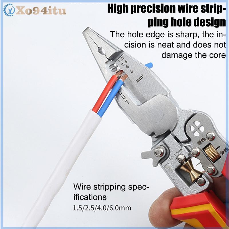 XOITU Kìm Điện 8 Trong 1 Đa Năng Đa Năng Dây Tước Kìm Đo Điện Chống Trơn Trượt Dây Tước Kìm VN