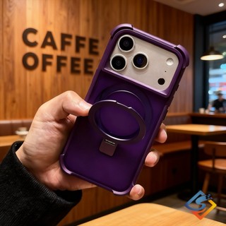 Ốp Điện Thoại Chống Sốc Túi Khí Bốn Góc Cao Cấp Cho IPhone 17 Pro Max 14 15 16 Pro Max Vỏ Mờ Mặt Sau Từ Tính Có Giá Đỡ Vô Hình