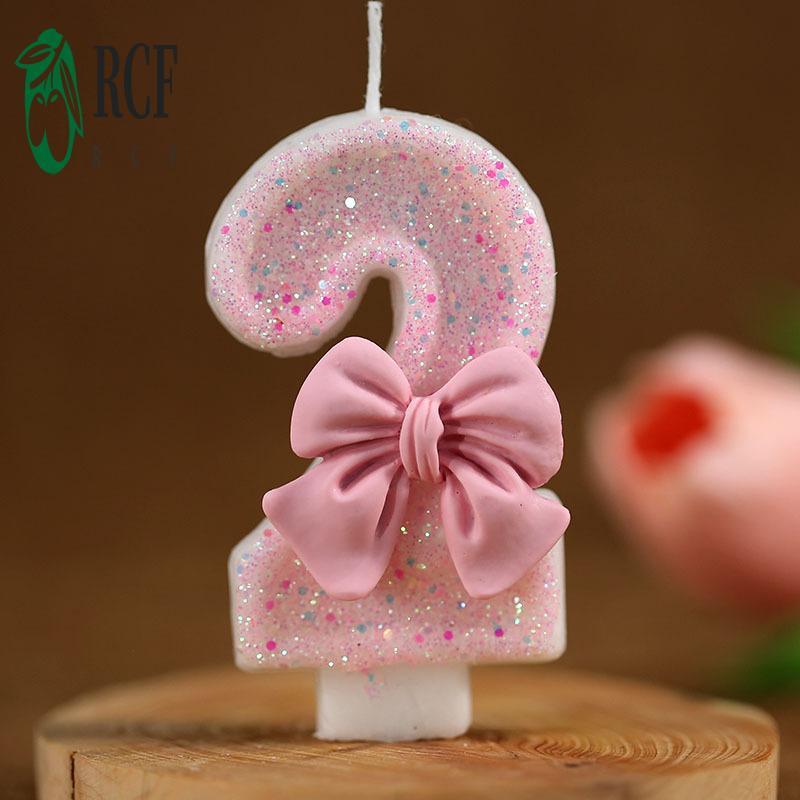 Bánh Sinh Nhật Số Nến Thiết Kế 3D Bánh Hồng Topper Trang Trí Thích Hợp Cho Bánh Cupcake Tự Chế