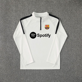 Áo tập bóng đá Real Madrid và Barcelona, nửa zipper, dài tay đen/trắng, thoáng khí và nhanh khô
