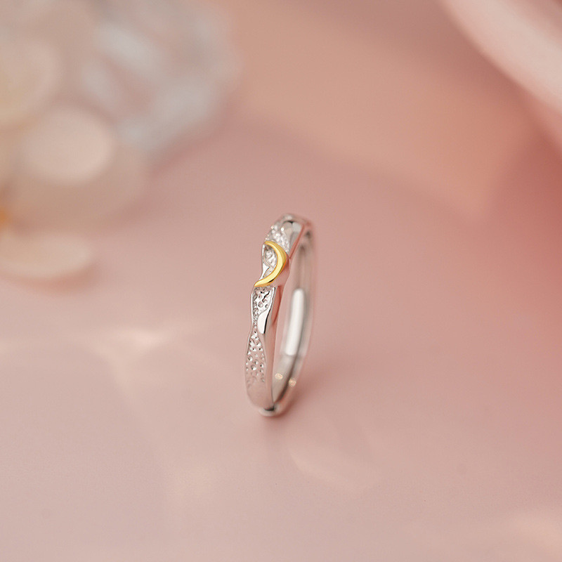 Nhẫn đôi mặt trời và mặt trăng bạc nguyên chất S999