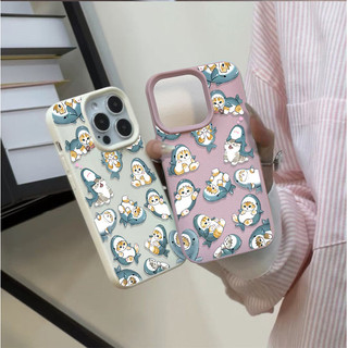 Ốp điện thoại hình mèo cá mập cát lún dễ thương cho iPhone 12 11 Pro Max X XS XR 7 8 Plus 16 17 pro Max 16E 17Air PU LeatherCartoon Soft Matte Cover