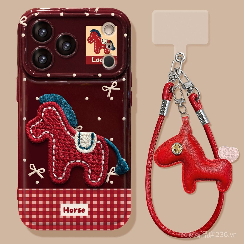 Dây buộc Pony sang trọng Thích hợp cho 17 Vỏ điện thoại năm mới iphone15promax Dễ thương 16 Silicone 14 Nữ