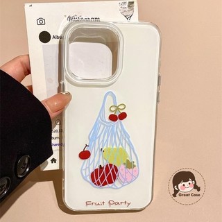 Túi Mua Sắm Trái Cây Họa Tiết Ốp Lưng Điện Thoại Samsung Galaxy S25 S24 S23 S22 S21 Ultra Plus S20 FE Lite A73 A72 A71 A53 A52 A52S A51 5G 4G Vỏ Thời Trang Chống Rơi Vỏ Mềm Dễ Thương