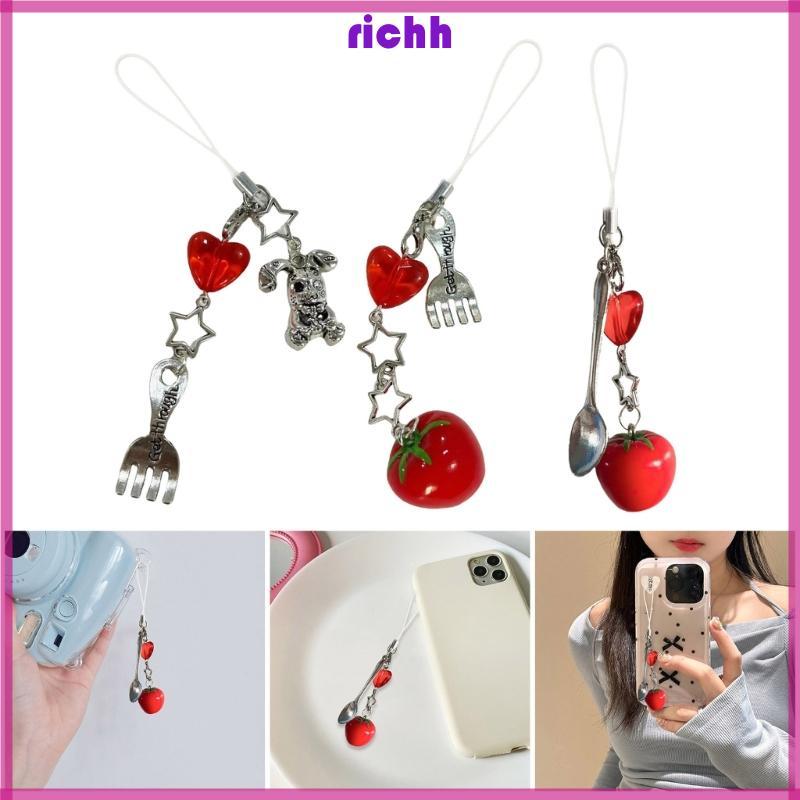 ⚝⚝Richh Cà Chua Mặt Dây Chuyền Móc Khóa Túi Charm Phụ Kiện Nhựa Móc Khóa Cho Nữ Thời Trang