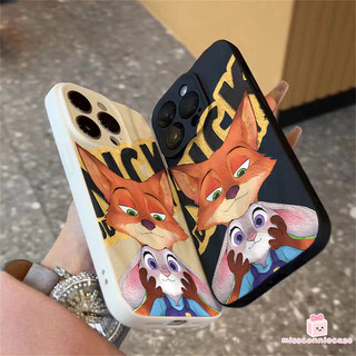 Ốp Lưng Cho Iphone 13 12 11 14 16 17 15 Pro Max 7Plus Air XS X XR Max 15 8 16 14 7 Plus SE Hoạt Hình Ôm Mặt Dễ Thương Judy Nick Cặp Đôi Nếp Nhăn Không Đều Matte Cover