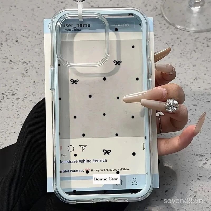 Ốp Điện Thoại Thích Hợp Cho iPhone 11 12 13 14 15 16 17 Pro max Plus Nơ Gió Lạnh Hai Trong Một Chống Sốc Chống Sốc Vỏ Bảo Vệ Bao Gồm Tất Cả MC4Q