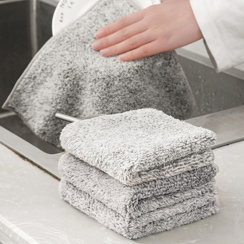 5 / 10 / 15 Khăn Than Tre Microfiber / Khăn Lau Dầu Chống Dính Dày