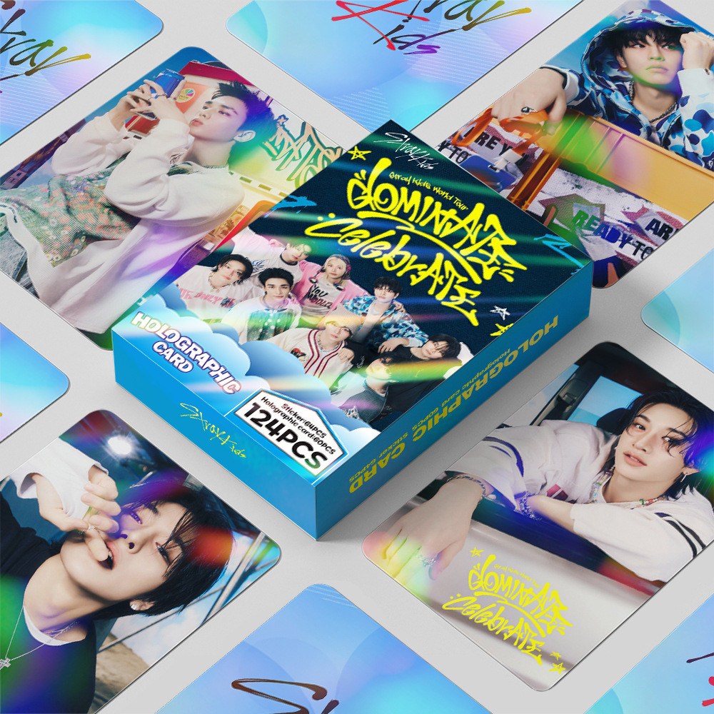 124 chiếc STRAY KIDS dominATE celebrATE Laser Hologram Lomo Cards 2026 Lời chào mùa giải Starlight Supper Club Photocards BANG CHAN HAN Bưu thiếp ba chiều YM