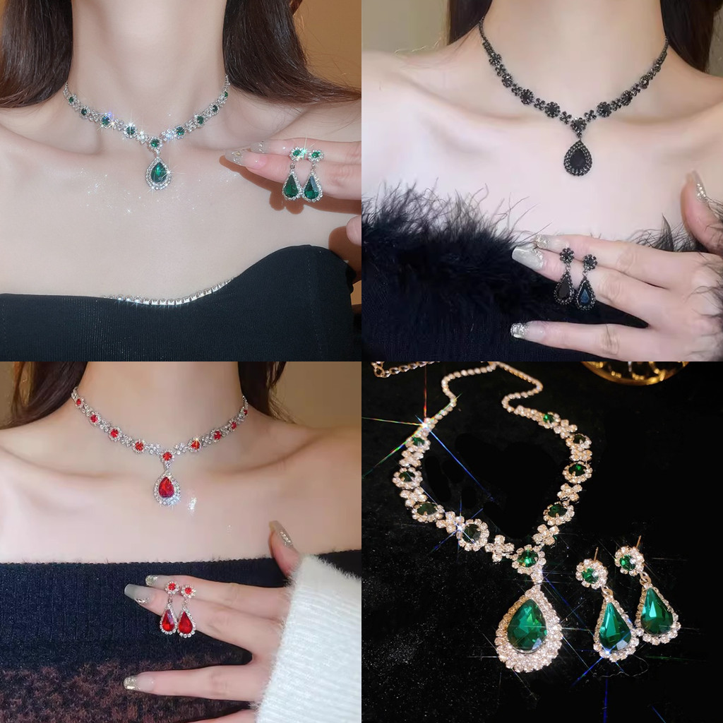 Bộ 2 Món Trang Sức Đinh Tai Và Dây Chuyền Hình Giọt Nước Phong Cách Pháp Nhẹ Sang Thanh Lịch Độc Đáo Cao Cấp Phụ Kiện Nữ