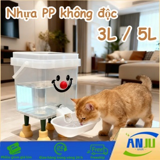 Máy Phân Phối Nước Tự Động 5L Cho Thú Cưng - PP An Toàn, Bình Trong, Bát Chống Tràn Hiệu Quả