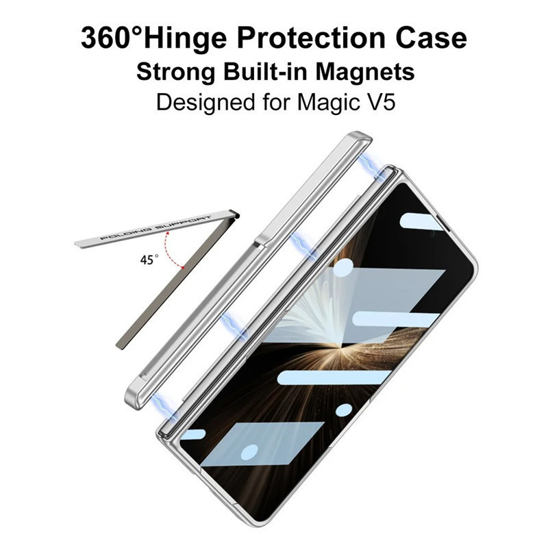 Vỏ bản lề từ tính Funda cho chân đế Honor Magic V5 Vỏ kính cường lực toàn thân