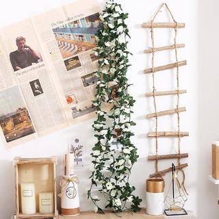 Hoa hồng trà giả dây leo trang trí nhà cửa decor phòng ngủ ban công đẹp sân vườn đám cưới tiệc treo tường lụa cao cấp như thật phụ kiện chụp ảnh nghệ thuật vintage lãng mạn cây nhựa mầm lá xanh mini nhiều màu sắc 2.5m chất lượng