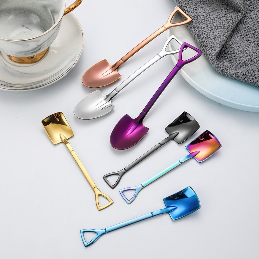 M78 Muỗng thìa inox cán dài cao cấp hình chiếc xẻng nhiều màu MALAN