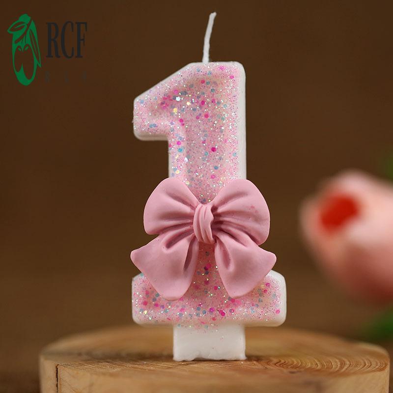 Bánh Sinh Nhật Số Nến Thiết Kế 3D Bánh Hồng Topper Trang Trí Thích Hợp Cho Bánh Cupcake Tự Chế
