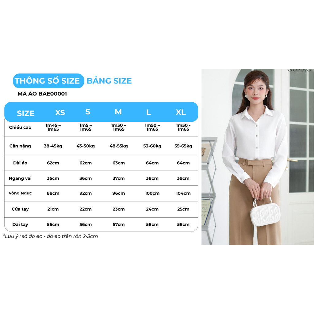 Áo Sơ Mi Nữ Tay Dài GUMAC Form Regular Cơ Bản Chất Lụa Mango Mềm Mát Công Sở Thanh Lịch BAE00001