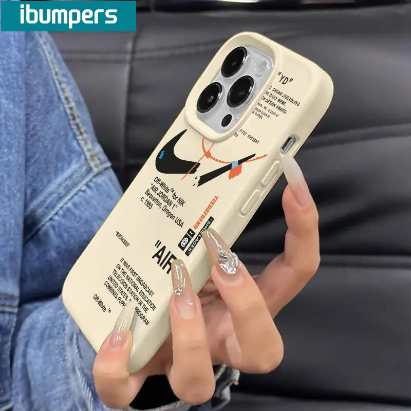 Ibumpers INS Đen SNEAKERS Giày Thể Thao A1R Ốp Điện Thoại Cho iPhone 17 Pro Max Vỏ 16 15 14 Plus 13 12 11 Pro Max Silicon Mềm Nhãn Trắng Ốp Lưng