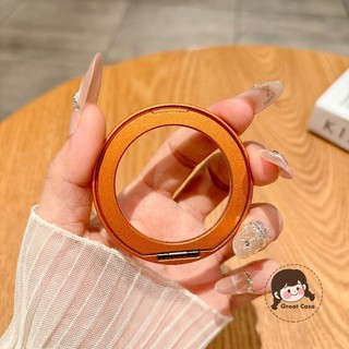 Hợp kim nhôm siêu mỏng Xoay 360 Giá đỡ điện thoại Giá đỡ di động Giá đỡ vòng dính đa năng Giá đỡ gấp màu cam đơn giản