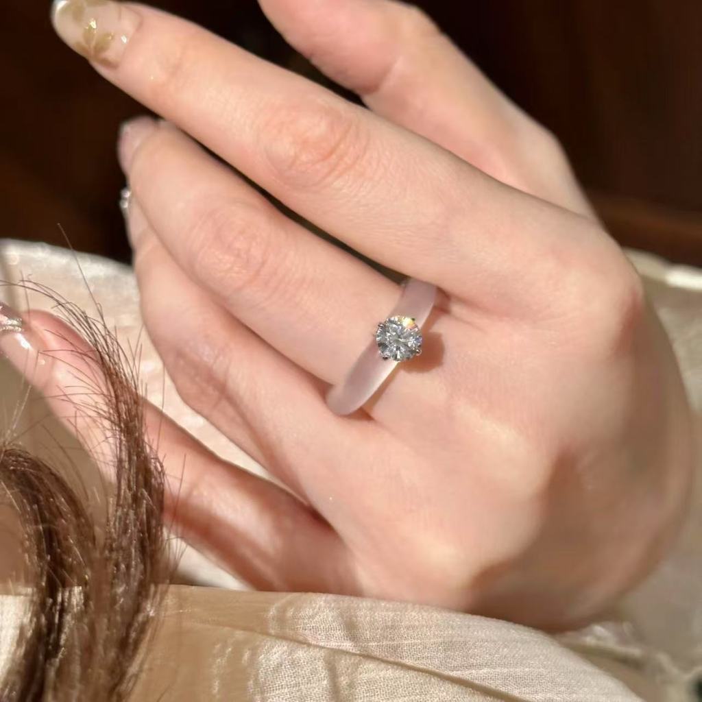 Nhẫn Chalcedony băng bạc S925 phong cách Trung Quốc mới