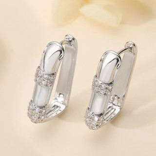 Bông tai nữ phong cách quốc tế, mạ đồng vàng 18K với đá zircon hình học độc đáo
