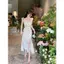 đầm hồng xinh nhẹ nhàng đầm nữ hoa nhí dáng đầm dài nàng thơ dạo phố sang trọng