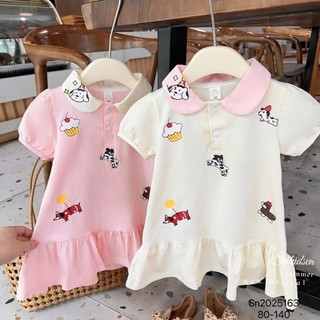 Váy xoè nhún cổ trụ in hình hoạt hình nhí cho bé gái từ 9-33kg
