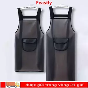 Tạp dề làm việc FEASTLY, Tạp dề nhà bếp chống thấm nước PVC, Tạp dề làm sạch chống bụi bẩn màu đen trong suốt