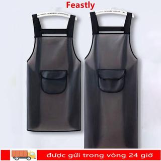 Tạp dề làm việc FEASTLY, Tạp dề nhà bếp chống thấm nước PVC, Tạp dề làm sạch chống bụi bẩn màu đen trong suốt
