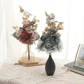 Hoa Mẫu Đơn Giả Lụa Cao Cấp Trang Trí Nhà Cửa Phòng Khách Đẹp Vintage Retro Decor Tiệc Cưới Studio Chụp Ảnh Bình Để Bàn Sang Trọng Bó Lớn Cảm Ứng Thật Silk Flowers Wedding Home Party Office Boutique Nordic Modern Aesthetic Style