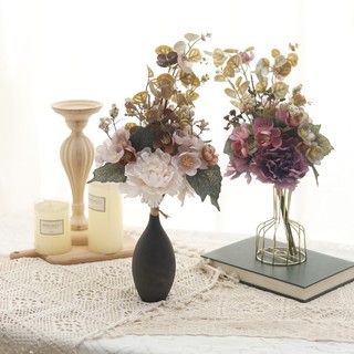Hoa Mẫu Đơn Giả Lụa Cao Cấp Trang Trí Nhà Cửa Phòng Khách Đẹp Vintage Retro Decor Tiệc Cưới Studio Chụp Ảnh Bình Để Bàn Sang Trọng Bó Lớn Cảm Ứng Thật Silk Flowers Wedding Home Party Office Boutique Nordic Modern Aesthetic Style