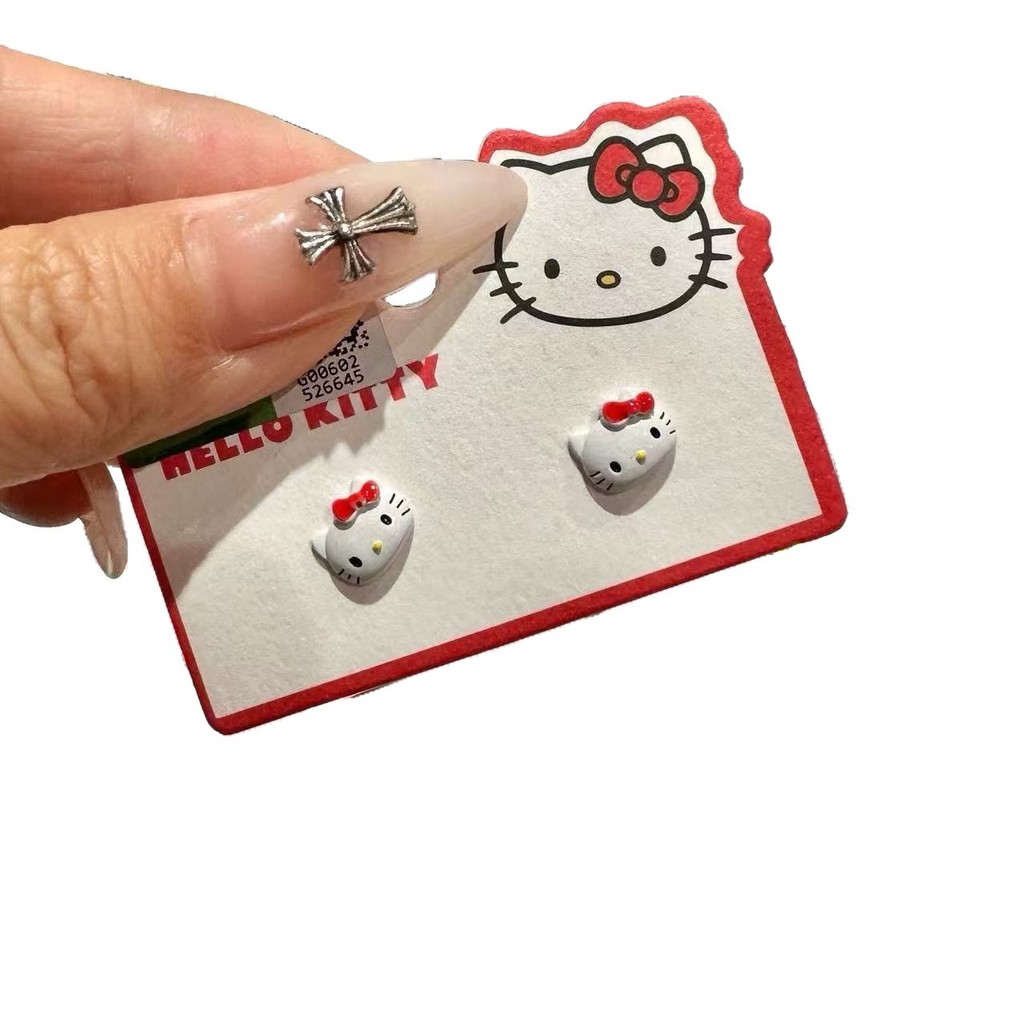 Ngọt Ngào Dễ Thương kt Meow Đỏ Nơ Bông Tai Nữ Siêu Dễ Thương Ngộ nghĩnh Niche Hoạt Hình Phù Hợp Với Bông Tai Cho Bạn Gái