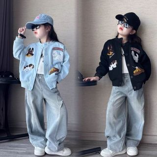 Áo khoác varsity bé gái – Thêu chó Dachshund dễ thương, phong cách Hàn Quốc, mặc đẹp xuân thu