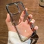Ốp điện thoại cứng trong suốt màu đen đơn giản cho iPhone 17 16 15 14 13 12 11 Pro Max X XR XSMax