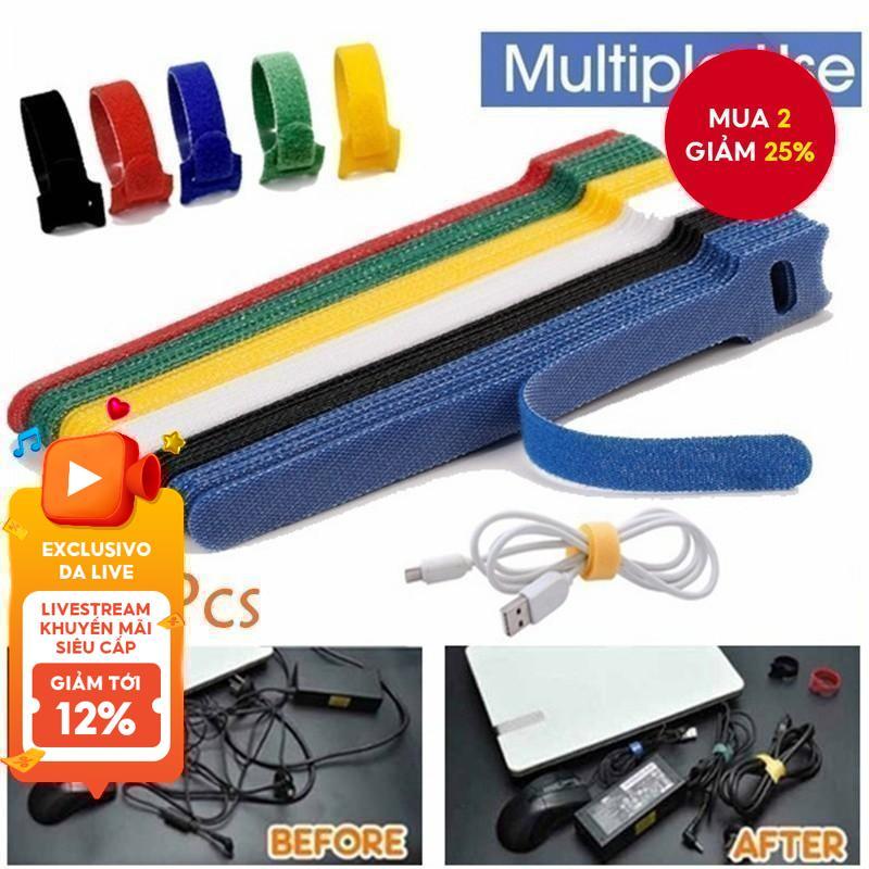 Bộ 50 Dây Buộc Cáp Có Thể Tái Sử Dụng, Băng Quản Lý Cáp, Tổ Chức Quản Lý Cáp Có Móc Và Thiết Kế Vòng